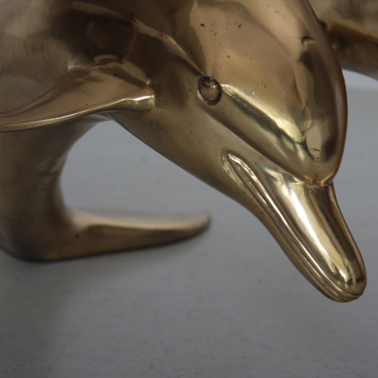 Late 20th Century Massive Brass Coffee Table in Form of Two Dolphins