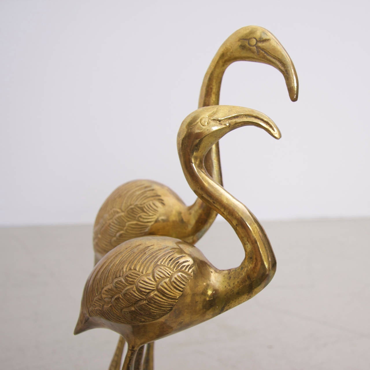 Pair of Huge Brass Flamingos or Cranes
