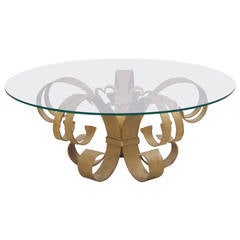 Huge Hollywood Regency Wrought Iron Italian Coffee Table with Glass Top 5