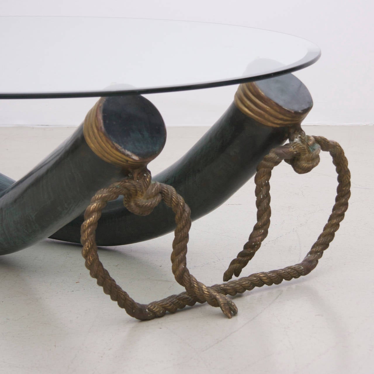 Spanish Huge Bronze and Brass Elephant Tusk Coffee Table by Italo Valenti