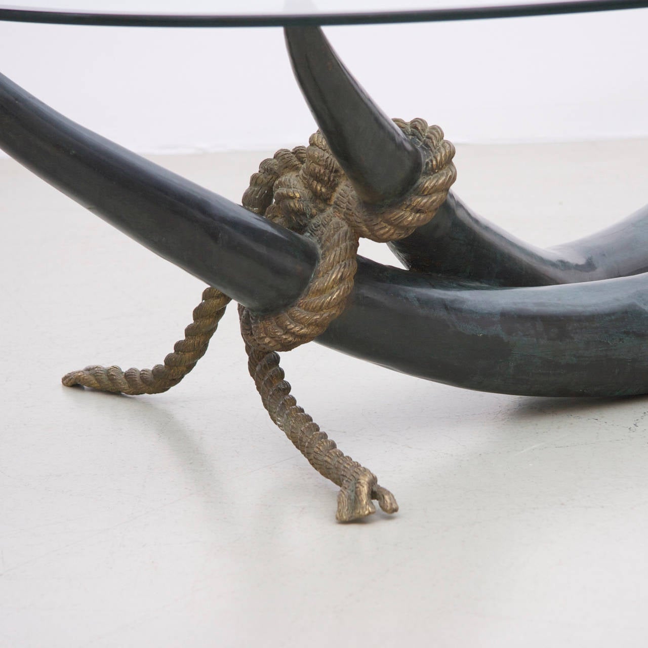 Huge Bronze and Brass Elephant Tusk Coffee Table by Italo Valenti 1