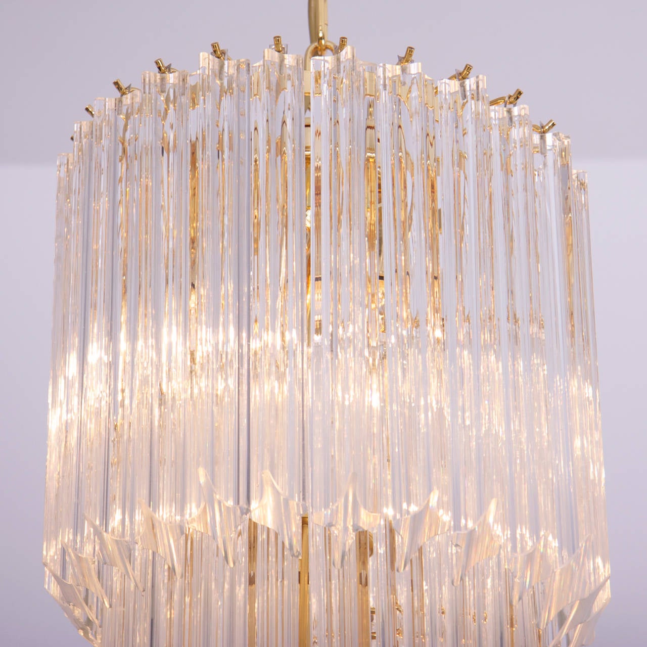 Huge Murano Glass Quadriedri Spiral Chandelier with Gold-Plated Fixture In Good Condition For Sale In Berlin, BE