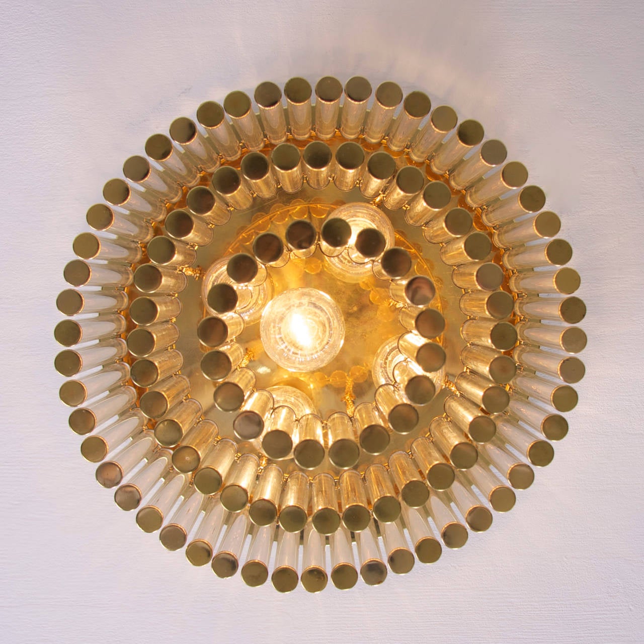 Mid-Century Modern Luminaire à montage encastré en verre et laiton par Ernst Palme, dans le style de Venini en vente