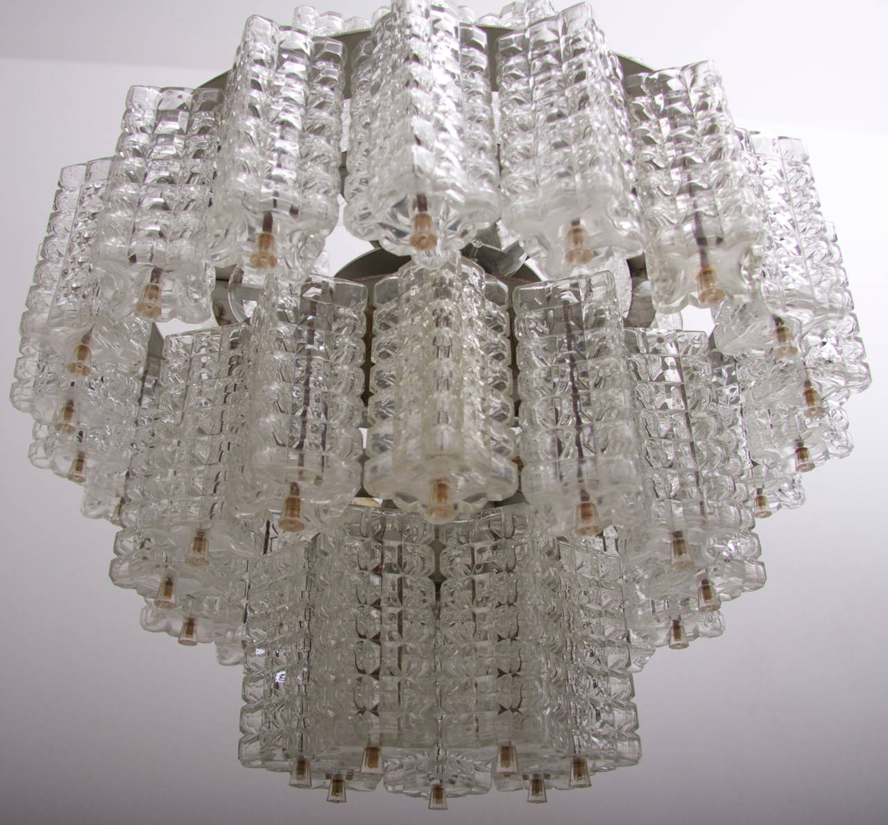 Chrome One of Three Huge and Rare Glass Chandeliers by Austrolux For Sale