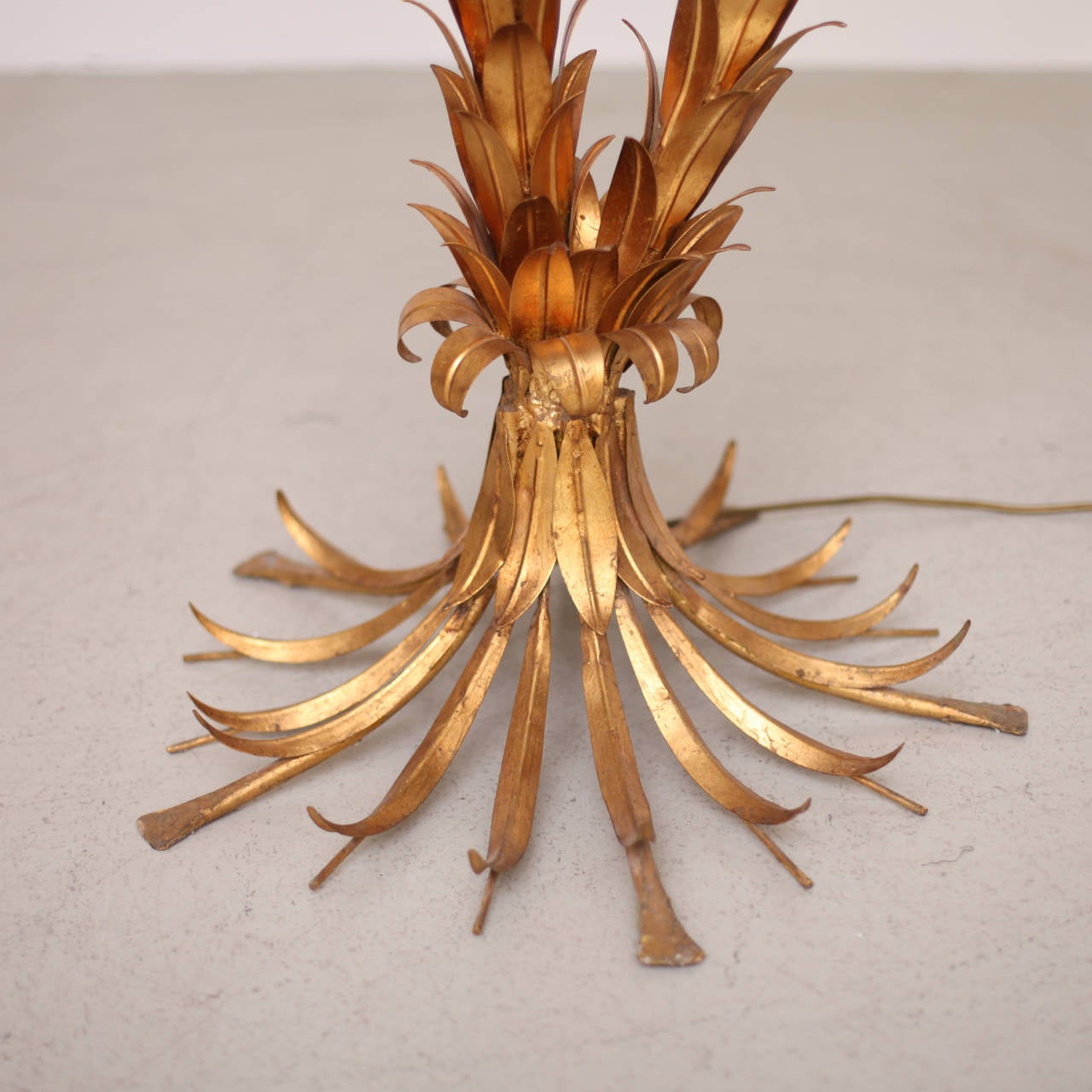 Mid-Century Modern Huge Gilt Metal Two-Trunk Palm Tree Floor Lamp by Hans Kögl