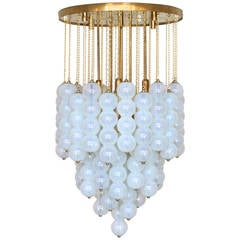 Very Huge Opaline Murano Glass Balls and Brass Chandelier by Zero Quattro Milan