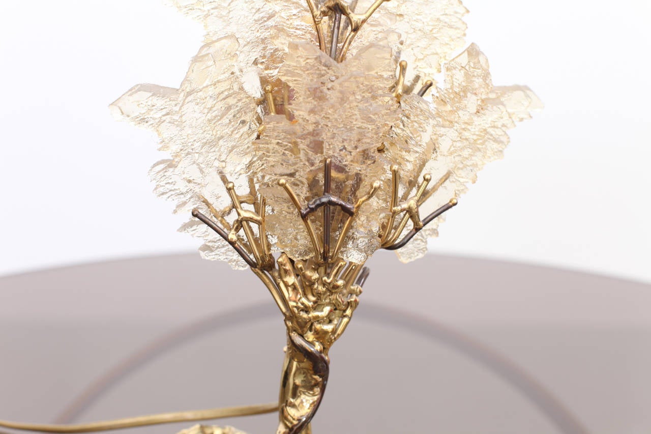 Beautiful Unique Brass Tree Table Lamp by Henri Fernandez For Sale 3