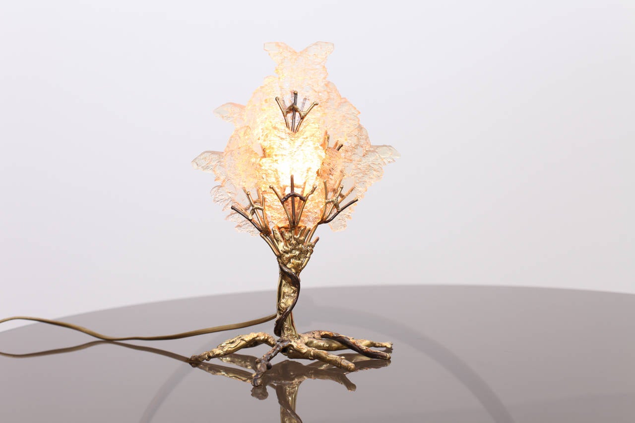 Late 20th Century Beautiful Unique Brass Tree Table Lamp by Henri Fernandez For Sale