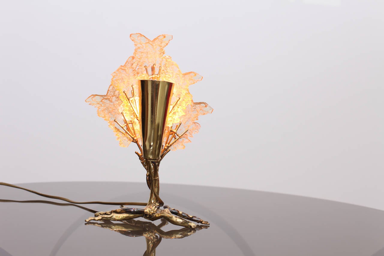 Beautiful Unique Brass Tree Table Lamp by Henri Fernandez For Sale 1