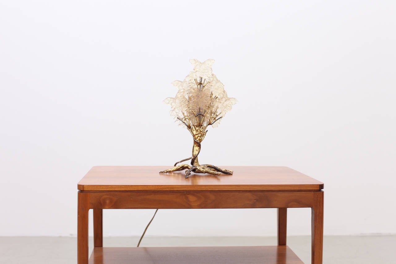 Beautiful Unique Brass Tree Table Lamp by Henri Fernandez For Sale 2