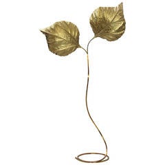 Huge Two Rhubarb Leaves Brass Floor Lamp by Tommaso Barbi