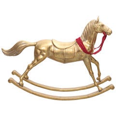 Huge Brass Rocking Horse for Christmas Decoration
