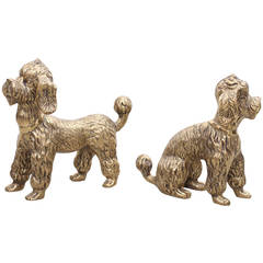 Pair of Huge Brass Poodles or Dogs Bookends or Sculptures