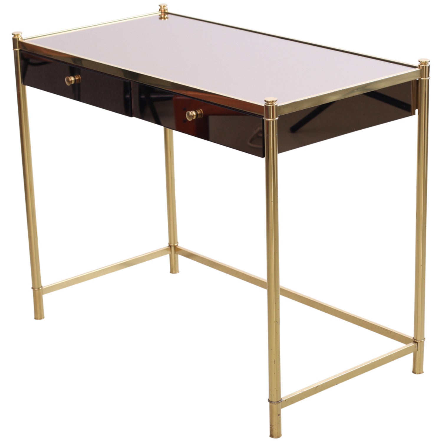 Brass and Mirror Dressing or Vanity Table in the Manner of Maison Jansen
