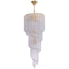Huge Colored Murano Glass Spiral Chandelier with Gold-Plated Fixture