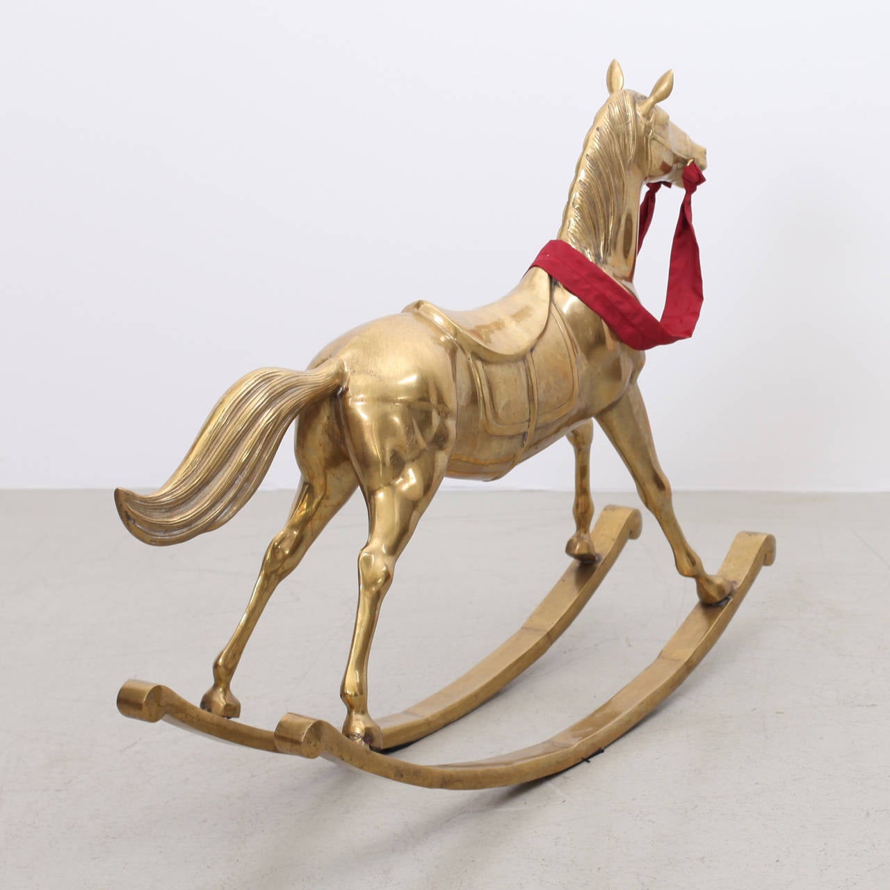 large brass rocking horse