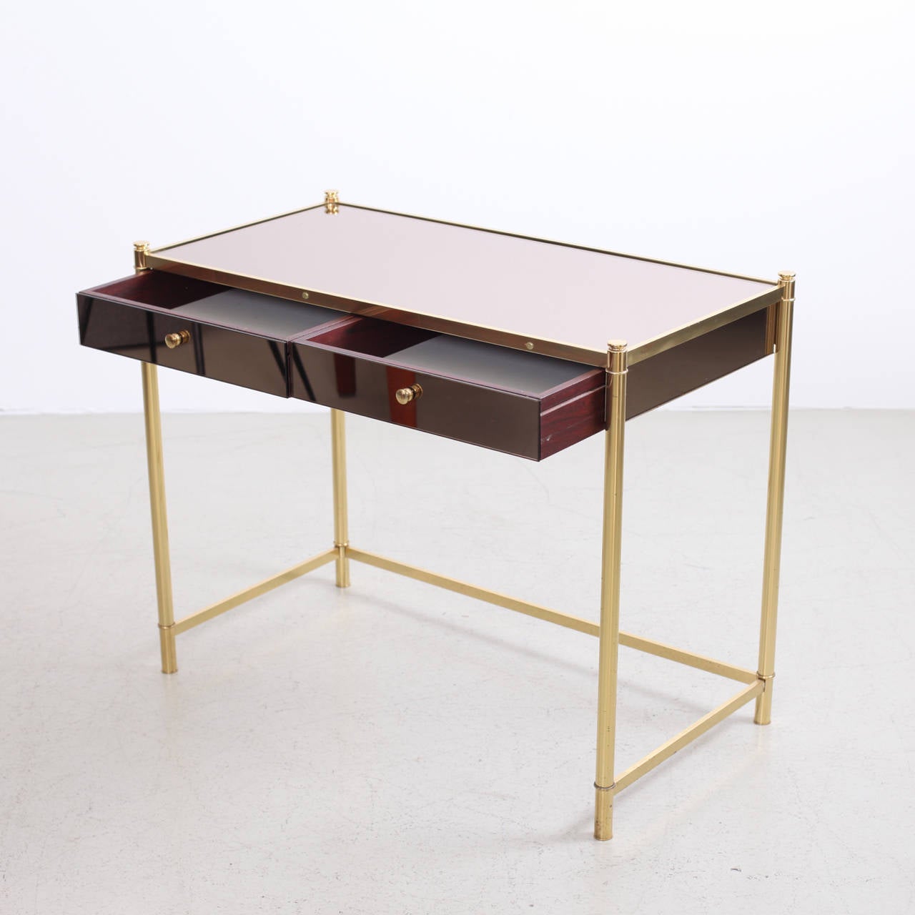 Mid-20th Century Brass and Mirror Dressing or Vanity Table in the Manner of Maison Jansen