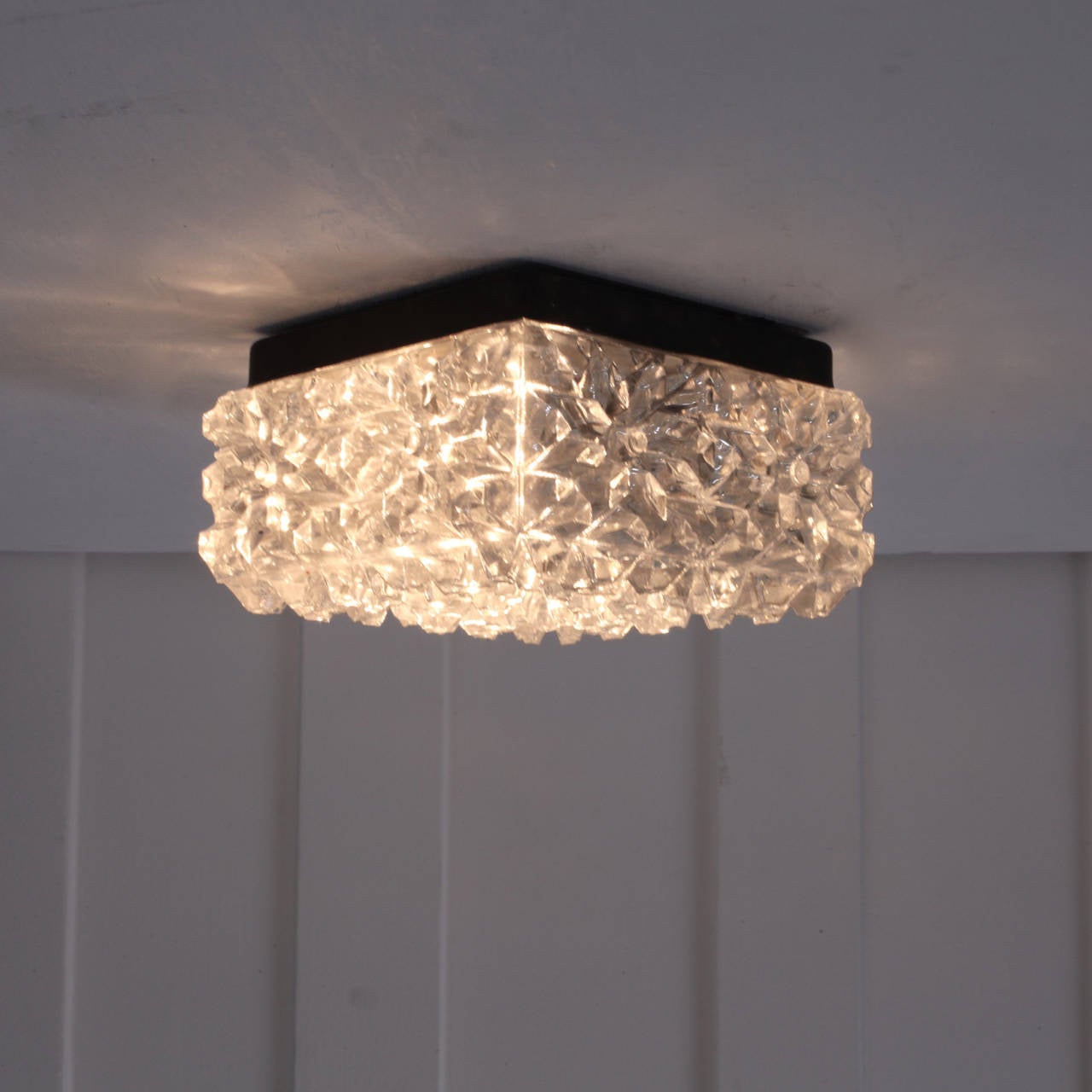 Glass Crystal Flush Mount Wall or Ceiling Lamps by Glashutte Limburg at 1stdibs