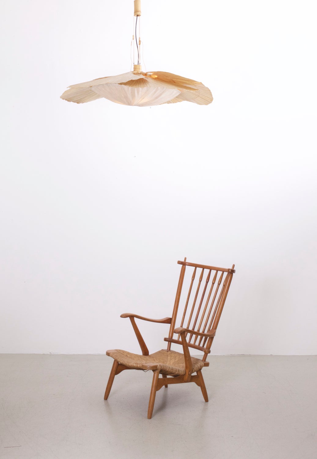 Mid-Century Modern Rare Huge Ingo Maurer Uchiwa Pendant Lamp