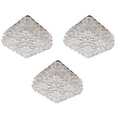 Glass Crystal Flush Mount Wall or Ceiling Lamps by Glashütte Limburg