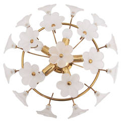 Glass Flower Flush Mount in Brass and Glass