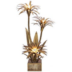 Maison Jansen Palm Tree Floor Lamp in Outstanding Patina