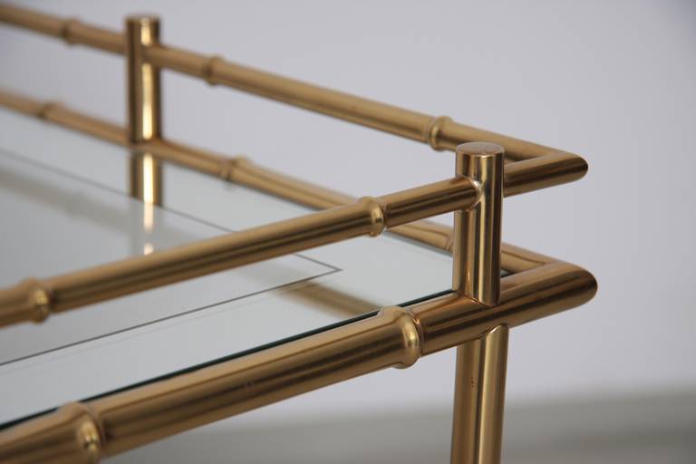 Maison Bagues Bar Cart in Brass and Glass Bamboo In Excellent Condition In Berlin, BE