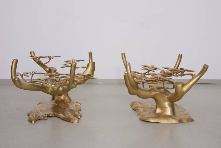 Pair of Brass Organic Tree Form Cocktail Table Bases 1