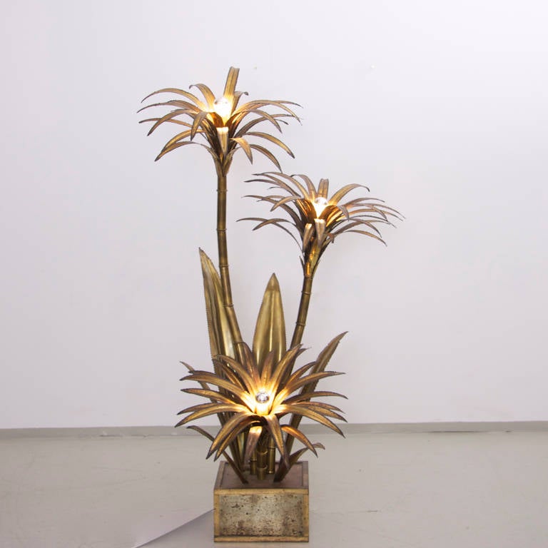 Maison Jansen Palm Tree Floor Lamp in Outstanding Patina