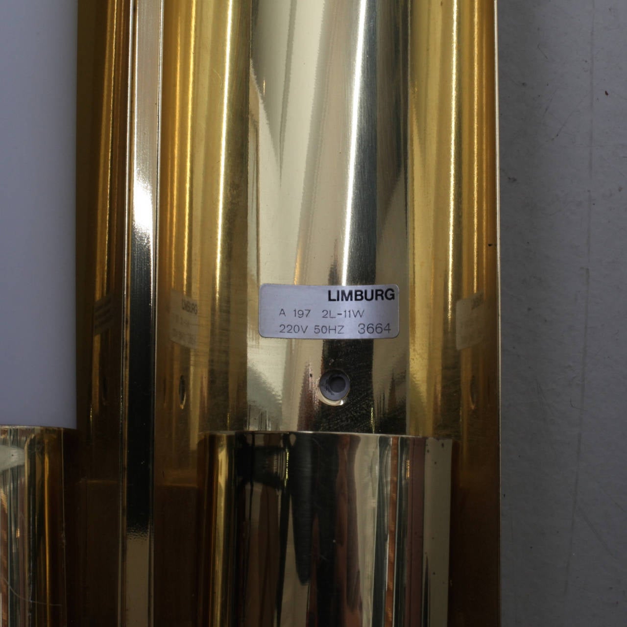 Set of Two Brass and Glass Wall Lights or Sconces by Glashütte Limburg For Sale 1