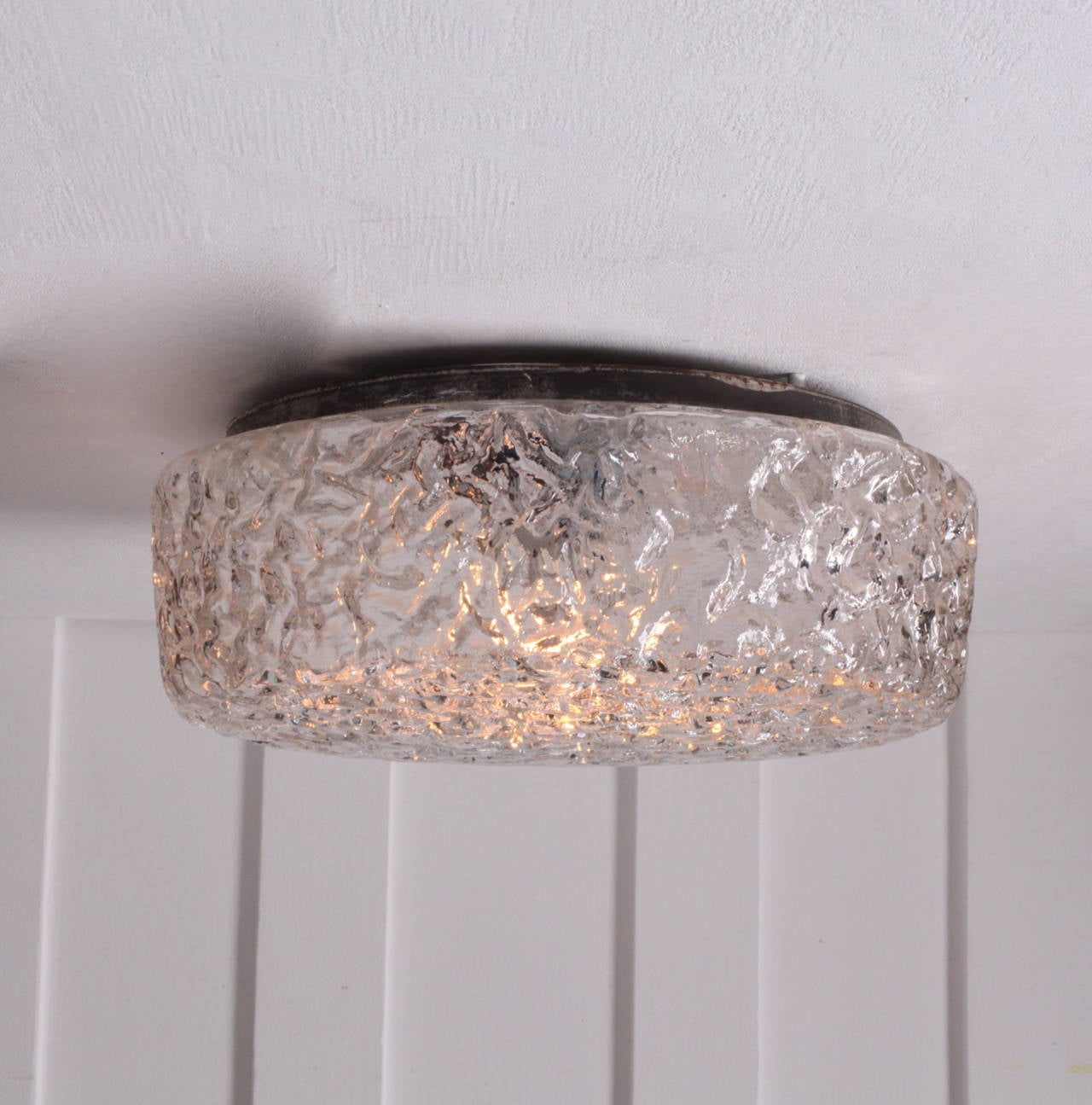 Mid-Century Modern One of Two Bubble Glass Flush Mounts or Wall Sconces by Glashütte Limburg