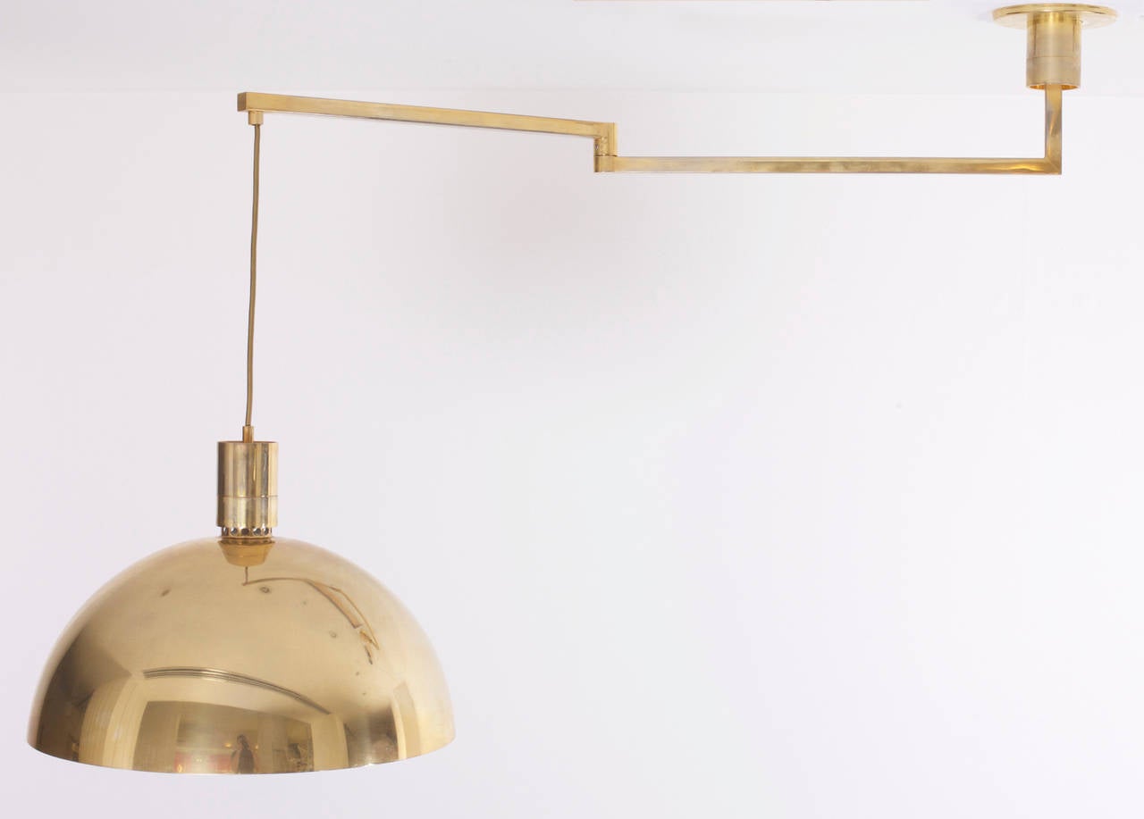 Mid-Century Modern 1960s Brass Swiveling Pendant Lamp