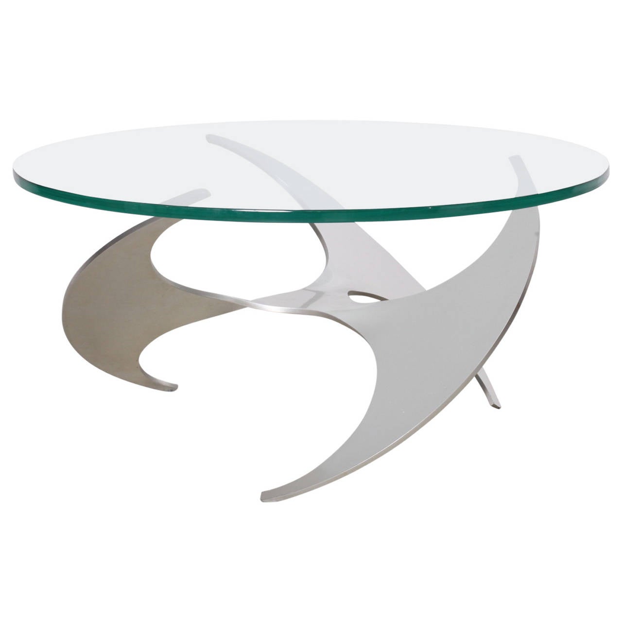 Aluminum and Glass Propeller Coffee Table by Knut Hesterberg for Ronald