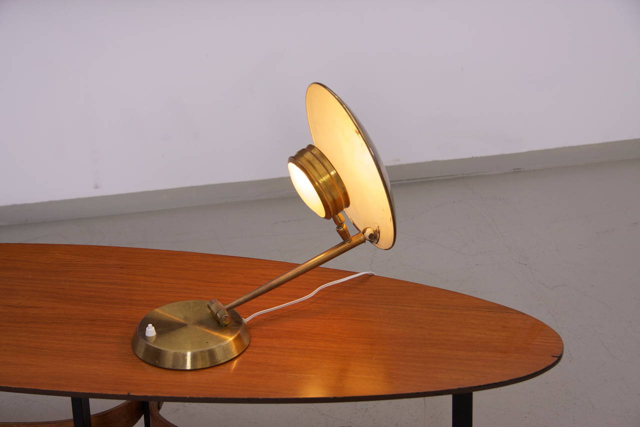 Nice 1950s Brass Glass Table Lamp Produced in Italy In Fair Condition In Berlin, BE