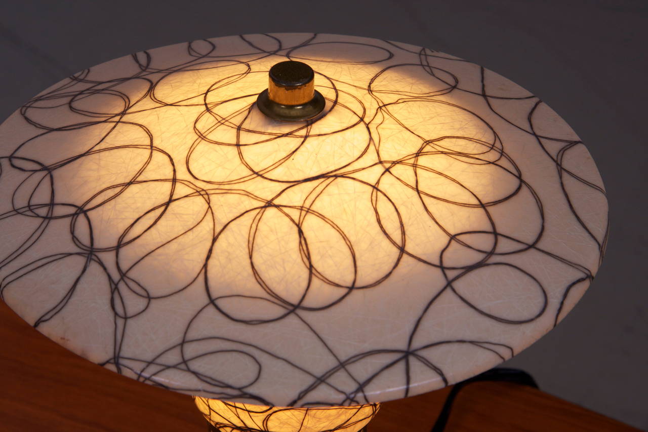 Mid-20th Century 1950s Brass Hairpin and Fiberglass Table Lamps, USA