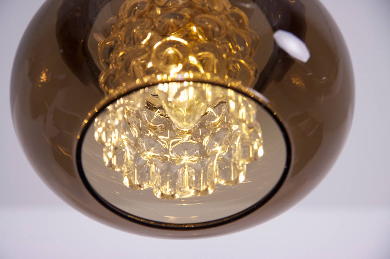 Pendant by Carl Fagerlund for Orrefors in Brown and Bubble Glass Piece In Excellent Condition In Berlin, BE