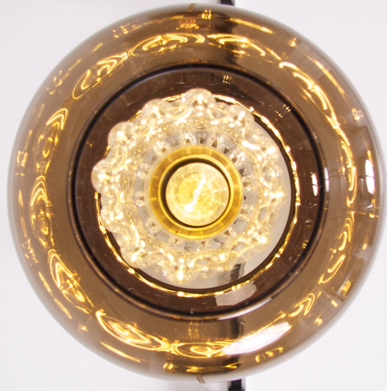 Mid-20th Century Pendant by Carl Fagerlund for Orrefors in Brown and Bubble Glass Piece