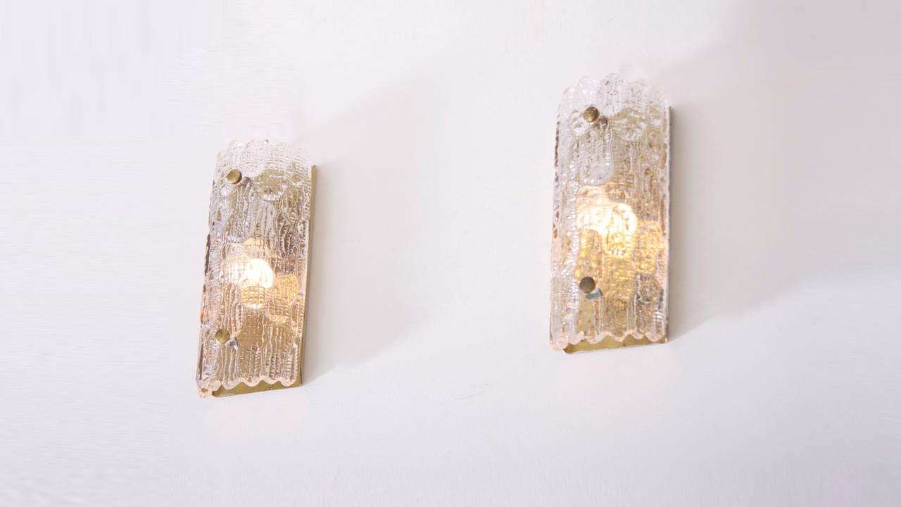 Brass Set of Eight Wall Lamps by Carl Fagerlund for Orrefors and Lyfa
