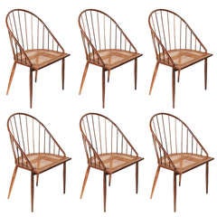 Vintage Set of 6 "Cadeiras Curvas" by Joaquim Tenreiro, c. 1958
