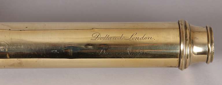 Early 19th Century Brass Three-Draw 'Day & Night' Refracting Telescope by Dollond of London In Excellent Condition In Cambridge, GB