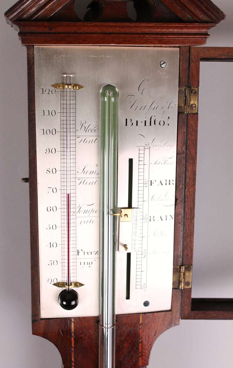 George III Mahogany Stick Barometer by C Trassi & Co, Bristol 1