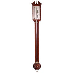 Antique Early 19th Century Mahogany Stick Barometer by C.Silberriad, Aldgate, London