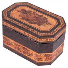 Early Victorian Tunbridge Ware, Octagonal Double Tea Caddy