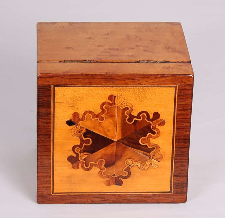 George IV period bird's eye maple cube caddy