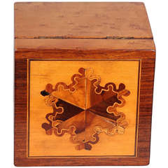 George IV period bird's eye maple cube caddy