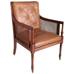 Late 19th Century Mahogany Library Bergere in the Regency Manner