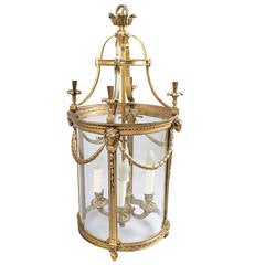 Neoclassical Style Gilt Brass Circular Hall Lantern in the Louis XVI