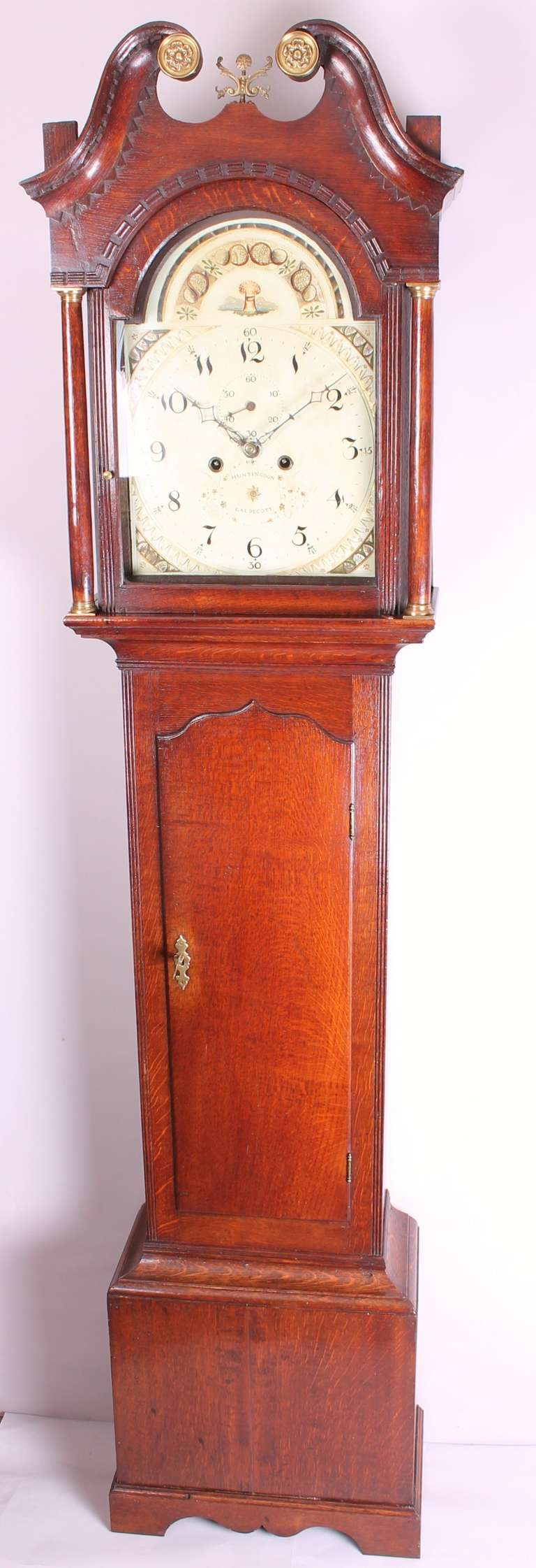 English Early 19th century oak long-case clock by Caldecott of Huntingdon