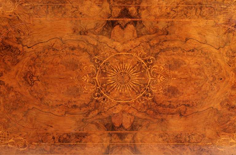 19th Century High quality mid 19th century burr walnut centre-table in the French manner For Sale