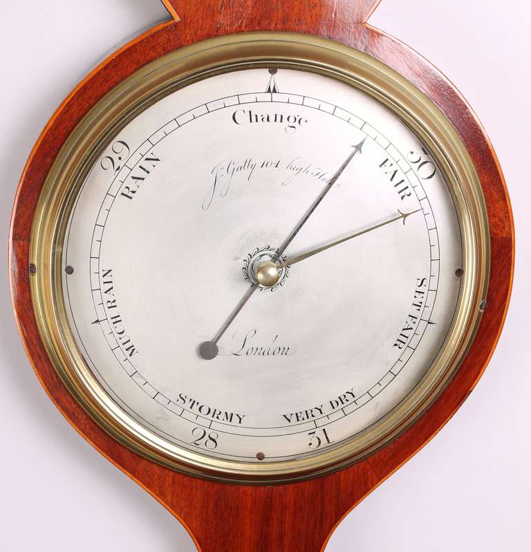 English Early 19th Century Mahogany Wheel Barometer by J Gatty For Sale